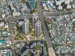 힐스테이트 가야 1단지 3개동·최고 36층·총 406세대 기준 AI 상상도 — 실제와 다를 수 있음 힐스테이트 가야 1단지 3개동·최고 36층·총 406세대 기준 AI 상상도(주간 항공) — 실제와 다를 수 있음