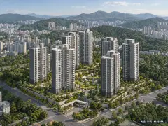 이천자이 더 레브(2차) 7개동·최고 25층·총 635세대(이번 11세대 공급) 기준 AI 상상도(주간 항공) — 실제와 다를 수 있음
