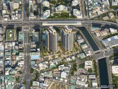 범천동 희망더함아파트 2개동·총 614세대 기준 AI 상상도(주간 항공) — 실제와 다를 수 있음