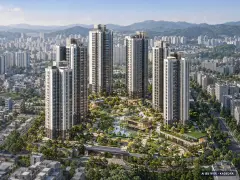 부산 북구 구포8 재개발 총 565세대 기준 AI 상상도(주간 항공) — 실제와 다를 수 있음