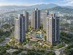 익산 부송 아이파크 5개동·총 511세대 기준 AI 상상도 — 실제와 다를 수 있음 익산 부송 아이파크 5개동·총 511세대 기준 AI 상상도(주간 항공) — 실제와 다를 수 있음