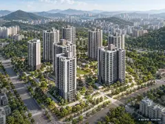 e편한세상 에코델타 센터포인트(19BL) 이번 1세대 공급 기준 AI 상상도(주간 항공) — 실제와 다를 수 있음