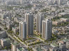 e편한세상 일산 메이포레 1단지 4개동·최고 36층·총 321세대(이번 112세대 공급) 기준 AI 상상도(주간 항공) — 실제와 다를 수 있음