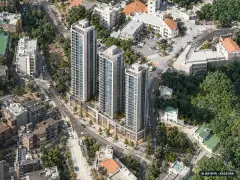 파주 운정3지구 주상복합용지 6BL (사전청약) 3개동·최고 37층·총 396세대(이번 340세대 공급) 기준 AI 상상도(주간 항공) — 실제와 다를 수 있음