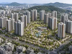 과천시 주공4단지구역 총 1,445세대 기준 AI 상상도(주간 항공) — 실제와 다를 수 있음
