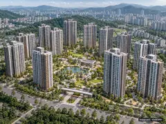 트리븐 센텀 총 1,644세대 기준 AI 상상도(주간 항공) — 실제와 다를 수 있음