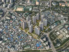 하남시청역 일원 총 1,928세대 기준 AI 상상도(주간 항공) — 실제와 다를 수 있음
