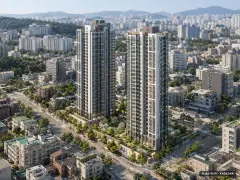 제기동역 아이파크 2개동·최고 32층·총 351세대(이번 82세대 공급) 기준 AI 상상도(주간 항공) — 실제와 다를 수 있음