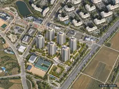 힐스테이트 용인마크밸리 7개동·최고 27층·총 660세대 기준 AI 상상도(주간 항공) — 실제와 다를 수 있음