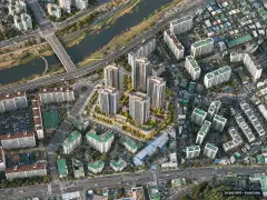 안양시 박달신한아파트 총 507세대 기준 AI 상상도(주간 항공) — 실제와 다를 수 있음