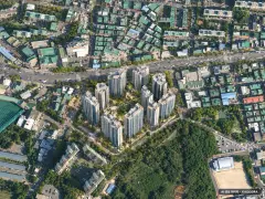 부천시 송내1-1 총 1,045세대 기준 AI 상상도(주간 항공) — 실제와 다를 수 있음