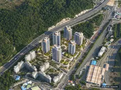김해 삼계 푸르지오 센트럴파크 6개동·최고 28층·총 630세대 기준 AI 상상도(주간 항공) — 실제와 다를 수 있음