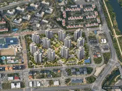배방 필하우스 리버시티 12개동·최고 25층·총 1,083세대 기준 AI 상상도(주간 항공) — 실제와 다를 수 있음