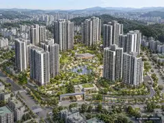 군포시 금정역세권1구역 총 1,150세대 기준 AI 상상도(주간 항공) — 실제와 다를 수 있음