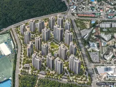 창원 풍호장천지구 1BL 공동주택 24개동·총 978세대 기준 AI 상상도 — 실제와 다를 수 있음 창원 풍호장천지구 1BL 공동주택 24개동·총 978세대 기준 AI 상상도(주간 항공) — 실제와 다를 수 있음
