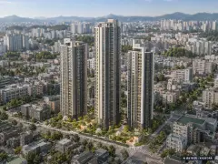 해링턴플레이스 명륜역 3개동·최고 46층·총 242세대 기준 AI 상상도(주간 항공) — 실제와 다를 수 있음