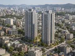 석남역 센트럴파크 그랑베르 2개동·최고 26층·총 198세대(이번 101세대 공급) 기준 AI 상상도(주간 항공) — 실제와 다를 수 있음