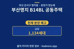 부산명지 B14BL 공동주택 분양가 단지 개요 카드