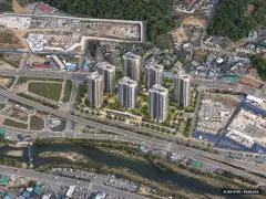 곤지암역 제일풍경채 7개동·최고 22층·총 565세대 기준 AI 상상도 — 실제와 다를 수 있음 곤지암역 제일풍경채 7개동·최고 22층·총 565세대 기준 AI 상상도(주간 항공) — 실제와 다를 수 있음