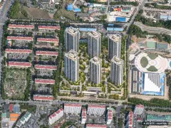 양산자이 파크팰리체 6개동·최고 29층·총 842세대 기준 AI 상상도(주간 항공) — 실제와 다를 수 있음