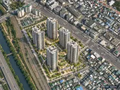 청계리버뷰자이 14개동·최고 35층·총 1,670세대(이번 797세대 공급) 기준 AI 상상도(주간 항공) — 실제와 다를 수 있음