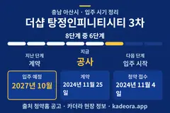더샵 탕정인피니티시티 3차 입주 일정·단계 타임라인