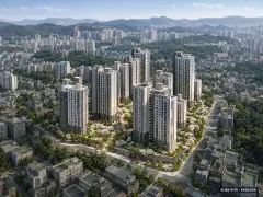 부산 사하구 당리2 재건축 단지 전경 AI 상상도(주간 항공) — 사하구
