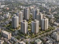 공주월송지구 경남아너스빌 8개동·최고 20층·총 366세대 기준 AI 상상도 — 실제와 다를 수 있음 공주월송지구 경남아너스빌 8개동·최고 20층·총 366세대 기준 AI 상상도(주간 항공) — 실제와 다를 수 있음