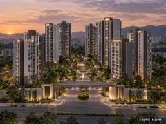 더파크 비스타동원 10개동·최고 25층·총 852세대 기준 AI 상상도 — 실제와 다를 수 있음 더파크 비스타동원 10개동·최고 25층·총 852세대 기준 AI 상상도(단지 입구) — 실제와 다를 수 있음
