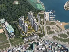 거제 푸르지오 마린피스 4개동·최고 36층·총 423세대 기준 AI 상상도 — 실제와 다를 수 있음 거제 푸르지오 마린피스 4개동·최고 36층·총 423세대 기준 AI 상상도(주간 항공) — 실제와 다를 수 있음