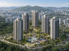 동탄2신도시 동탄역 대방 엘리움 더 시그니처(C18BL) 5개동·최고 29층·총 464세대 기준 AI 상상도 — 실제와 다를 수 있음 동탄2신도시 동탄역 대방 엘리움 더 시그니처(C18BL) 5개동·최고 29층·총 464세대 기준 AI 상상도(주간 항공) — 실제와 다를 수 있음