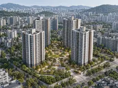 강남구 일원동 615-1번지 공동주택 4개동·총 483세대 기준 AI 상상도 — 실제와 다를 수 있음 강남구 일원동 615-1번지 공동주택 4개동·총 483세대 기준 AI 상상도(주간 항공) — 실제와 다를 수 있음