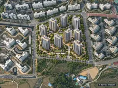 두산위브더제니스 센트럴 천안 10개동·총 1,202세대 기준 AI 상상도(주간 항공) — 실제와 다를 수 있음