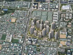 인천 부평 부영 재건축 총 2,800세대 기준 AI 상상도(주간 항공) — 실제와 다를 수 있음