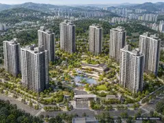 천안 아이파크 시티 5단지 총 1,126세대(이번 837세대 공급) 기준 AI 상상도(주간 항공) — 실제와 다를 수 있음