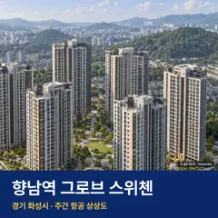 상상도 · AI 생성 이미지로 실제와 다를 수 있음 향남역 그로브 스위첸 단지 전경 AI 상상도 — 화성시 933세대