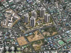 울산 우정 에피트(조합원 취소분) 5개동·최고 29층·총 533세대(이번 55세대 공급) 기준 AI 상상도(주간 항공) — 실제와 다를 수 있음