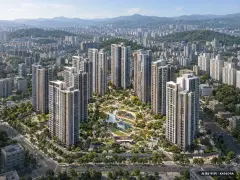 부산 수영구 광안7 재개발 총 1,771세대 기준 AI 상상도(주간 항공) — 실제와 다를 수 있음