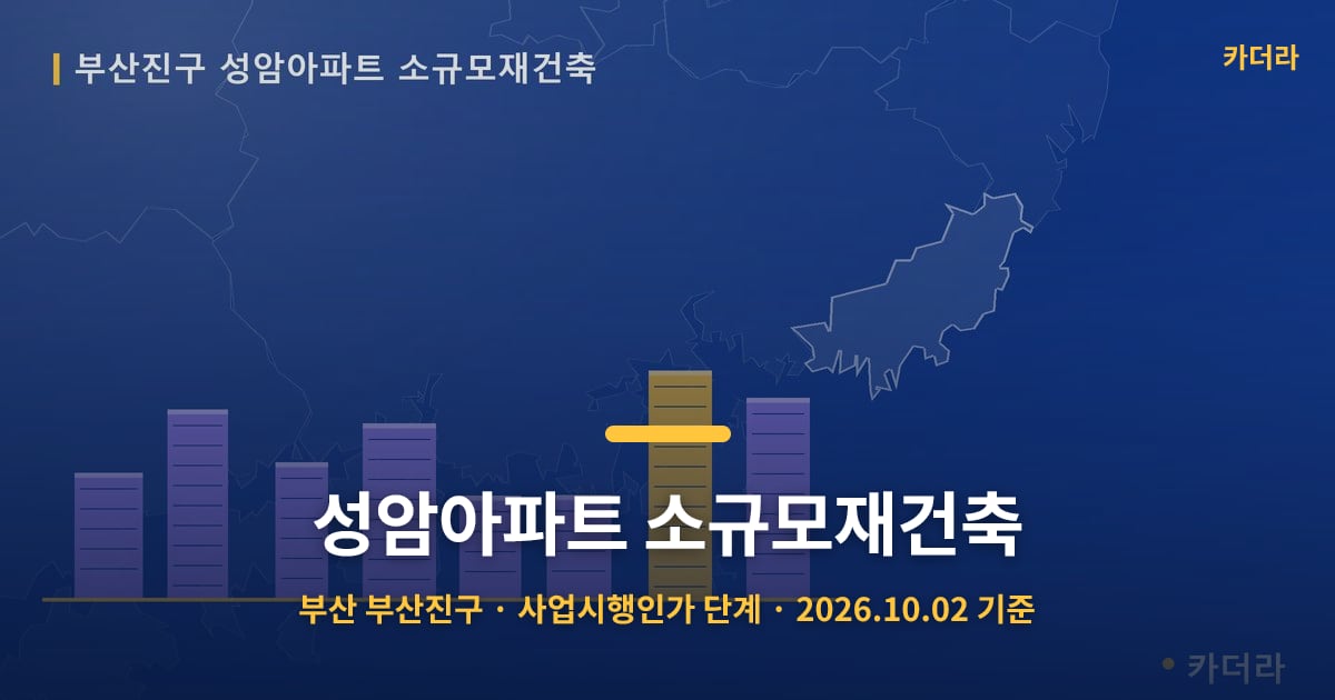 성암아파트 소규모재건축 · 부산 부산진구 소재 · 사업시행인가 단계 · 2026.10.02 기준 요약 이미지