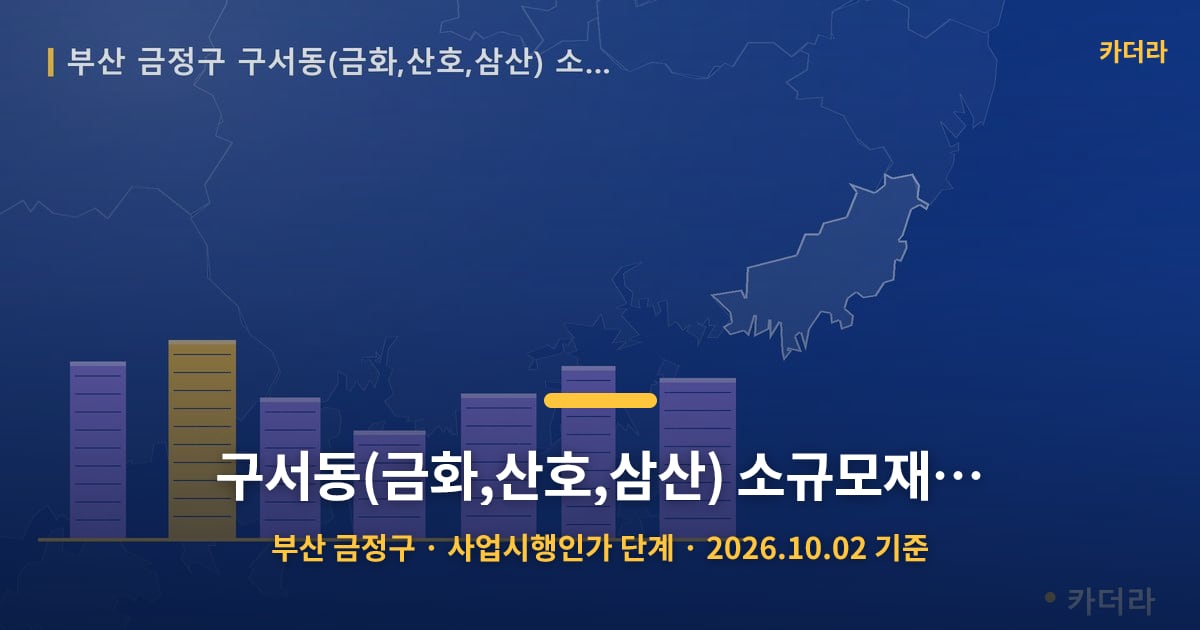 구서동(금화,산호,삼산) 소규모재건축 · 부산 금정구 소재 · 사업시행인가 단계 · 2026.10.02 기준 요약 이미지