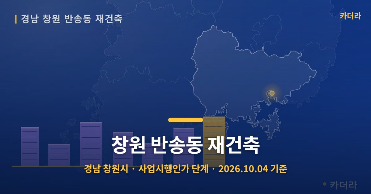 창원 반송동 재건축 · 경남 창원시 소재 · 사업시행인가 단계 · 2026.10.04 기준 요약 이미지