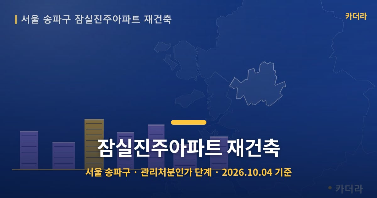 잠실진주아파트 재건축 · 서울 송파구 소재 · 관리처분인가 단계 · 2026.10.04 기준 요약 이미지