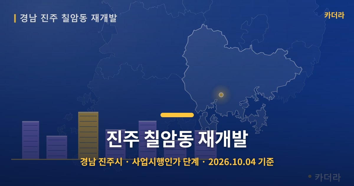 진주 칠암동 재개발 · 경남 진주시 소재 · 사업시행인가 단계 · 2026.10.04 기준 요약 이미지