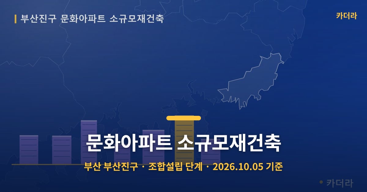 문화아파트 소규모재건축 · 부산 부산진구 소재 · 조합설립 단계 · 2026.10.05 기준 요약 이미지