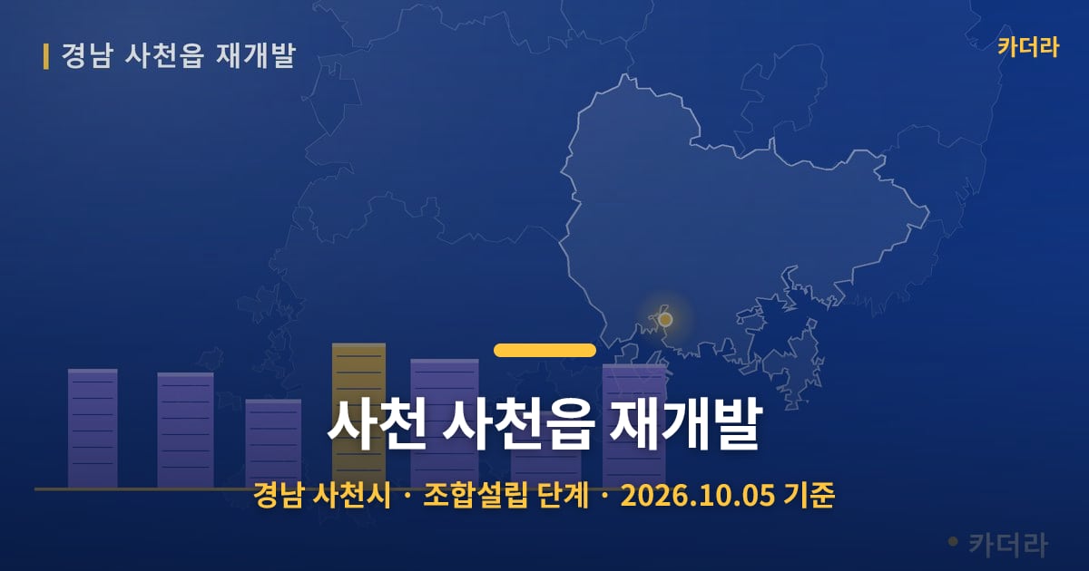 사천 사천읍 재개발 · 경남 사천시 소재 · 조합설립 단계 · 2026.10.05 기준 요약 이미지