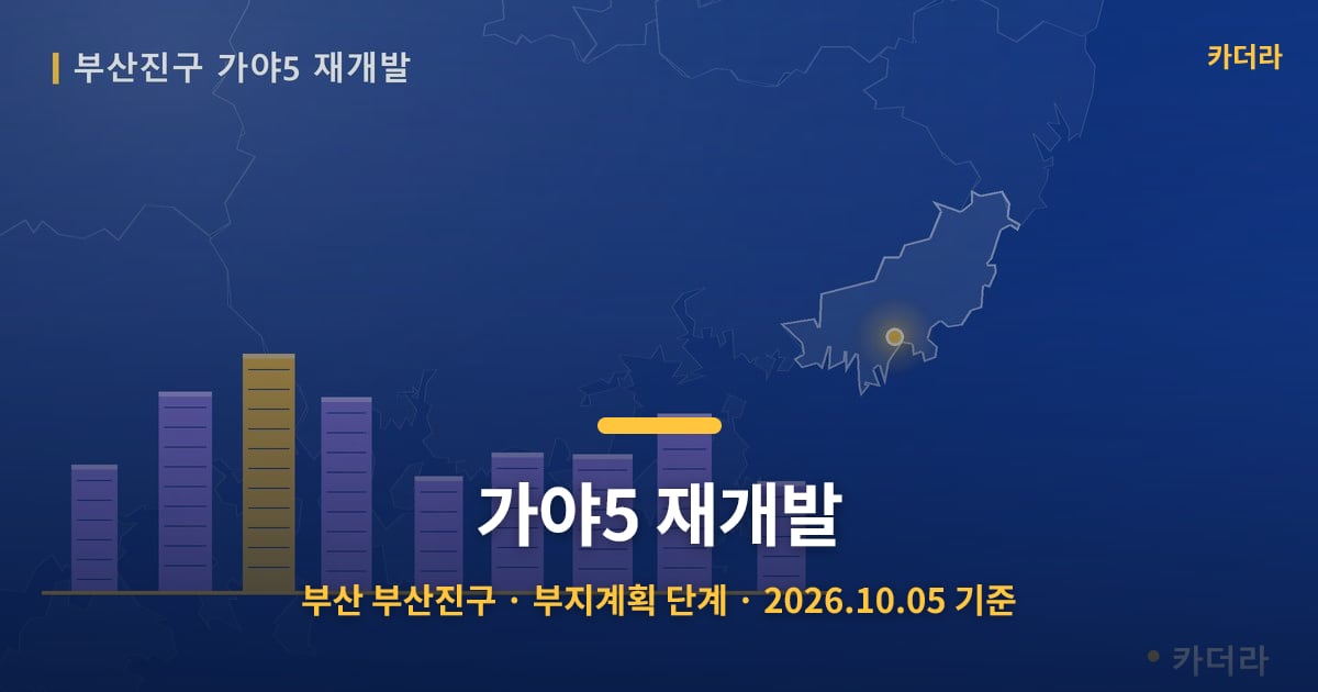 가야5 재개발 · 부산 부산진구 소재 · 부지계획 단계 · 2026.10.05 기준 요약 이미지