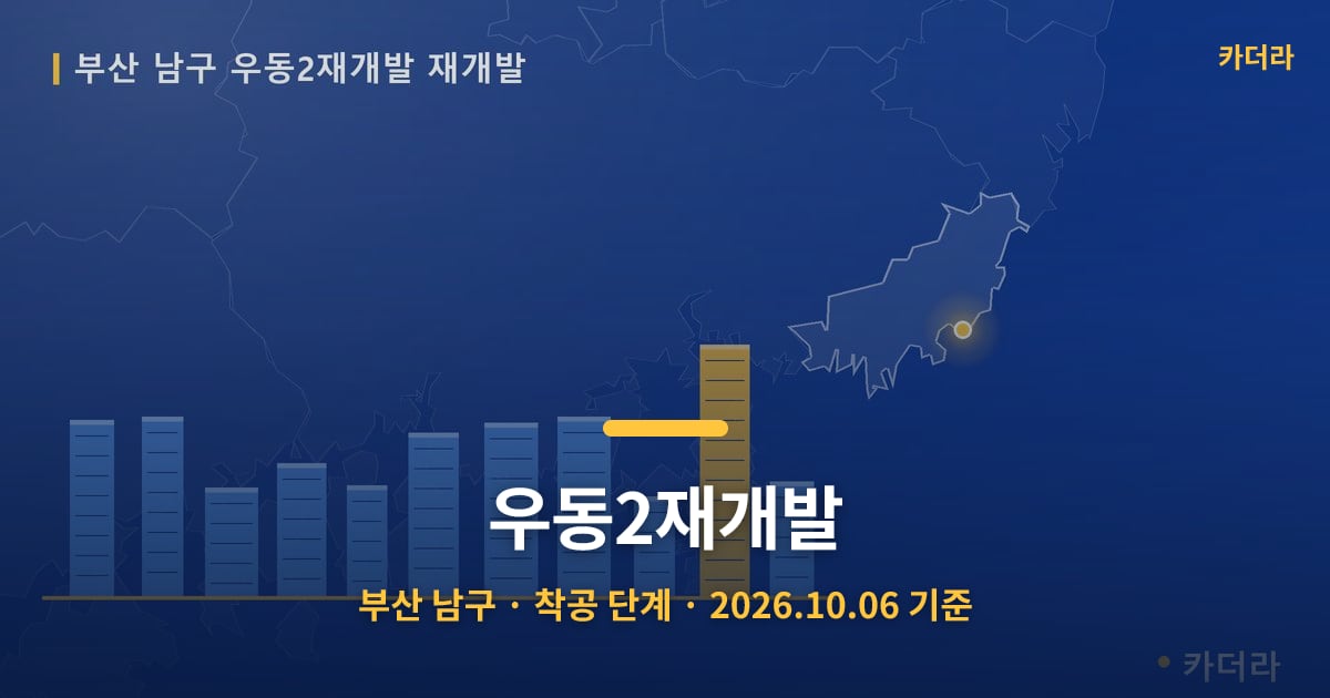 우동2재개발 · 부산 남구 소재 · 착공 단계 · 2026.10.06 기준 요약 이미지