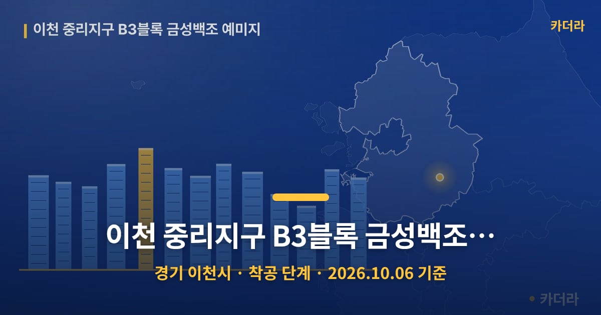 이천 중리지구 B3블록 금성백조 예미지 · 경기 이천시 소재 · 착공 단계 · 2026.10.06 기준 요약 이미지