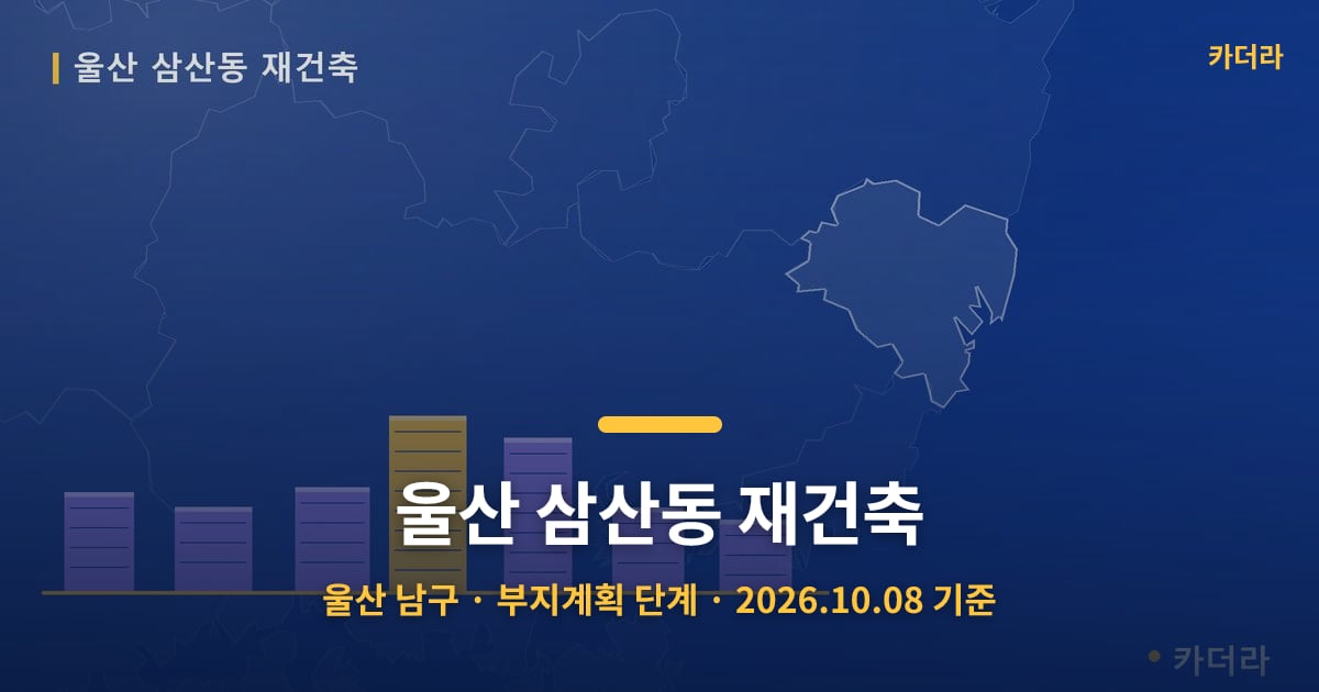 울산 삼산동 재건축 · 울산 남구 소재 · 부지계획 단계 · 2026.10.08 기준 요약 이미지
