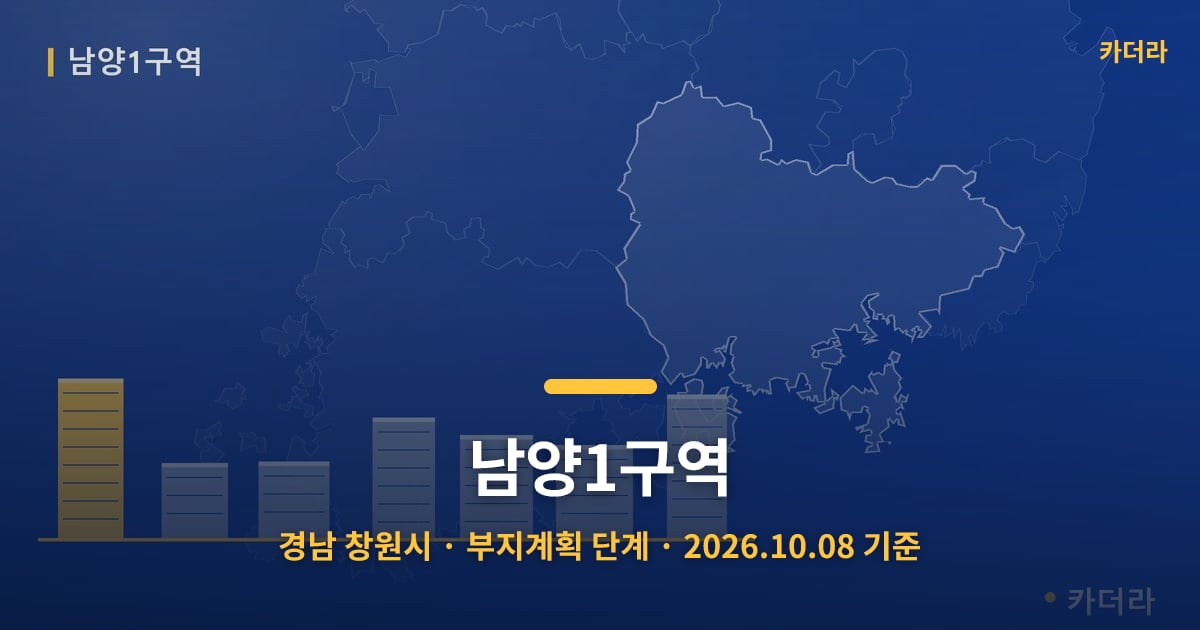 남양1구역 · 경남 창원시 소재 · 부지계획 단계 · 2026.10.08 기준 요약 이미지
